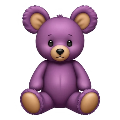 Isolated, incredibly large fluffy and intricately detailed digital illustration of the most incredibly adorable plum color teddy bear with big ears, one slightly floppy, figurine imaginable, toy style. sticker