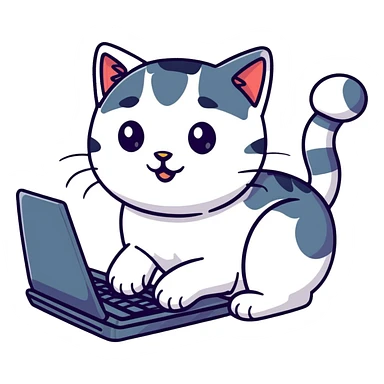 playful cat laying on computer keyboard sticker
