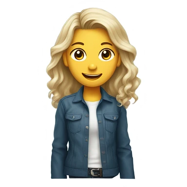 ragazza con capelli lisci di media lunghezza, biondo scuro, occhi azzurri con giacca e camicia sorrid sticker