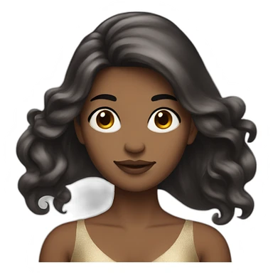 woman with very long dark brown hair mermaid style in a dress sticker