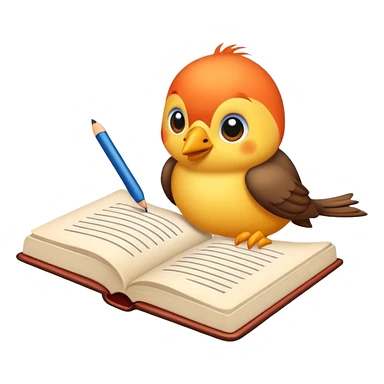 passaro escrevendo um livro sticker