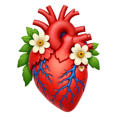 Anatomical hart with flowers sticker