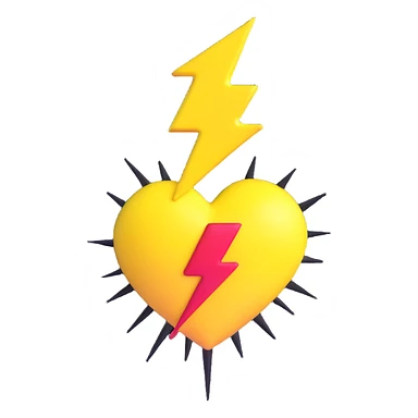 heart with a yellow lightning bolt sticker