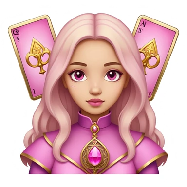 girl with pink pink tarot gold cards sticker