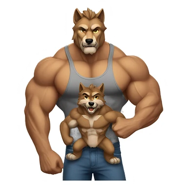 muscular wolf family sticker