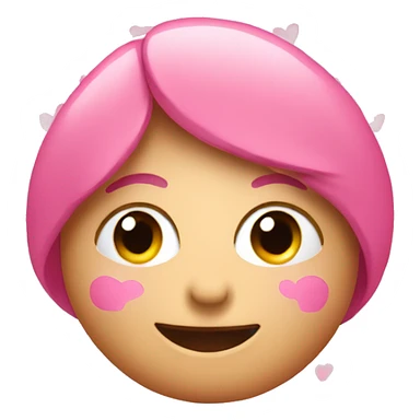 Pink emoji with pink hearts for blush sticker