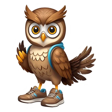 Owl wearing gym shoes sticker