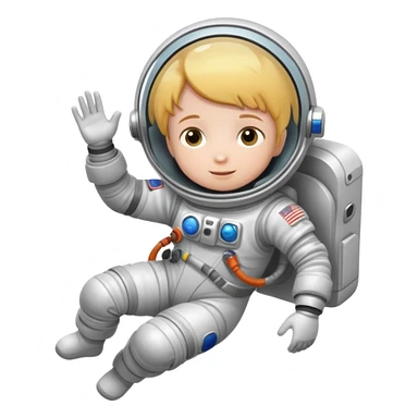 a child flying in space in space suit sticker