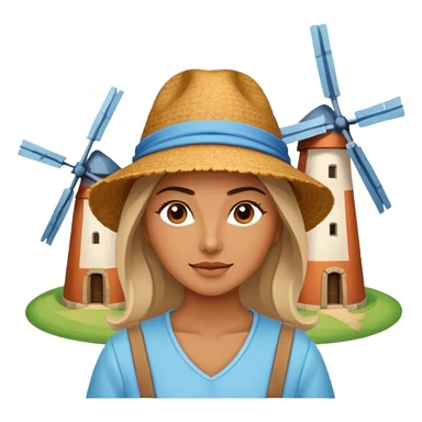 WOMAN WEARİNG ÇİFTÇİ HAT with  Windmills sticker