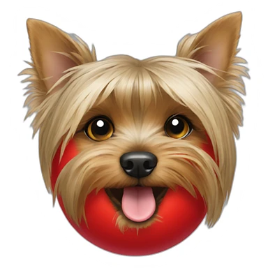 Yorkshire Terrier with red ball sticker