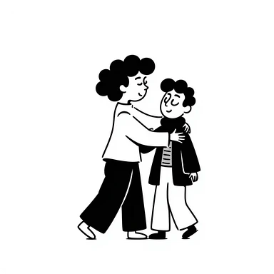 a person hugging someone named George, hand drawn doodle style sticker