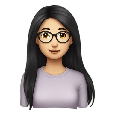 FCB girl long black hair with glasses d sticker