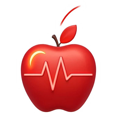3D emoji showing a simple red pulse line (heartbeat monitor style) with a glowing point moving along it, minimal design on a soft background, symbolizing a steady pulse / heartbeat, clean and modern Apple emoji aesthetic sticker