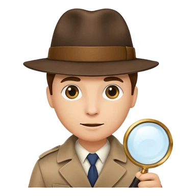 a detective film - detective in a hat with magnifying glass sticker