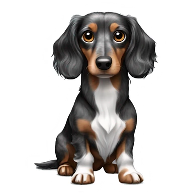 Black, gray, & brown Merle long haired Dachshund full body sticker