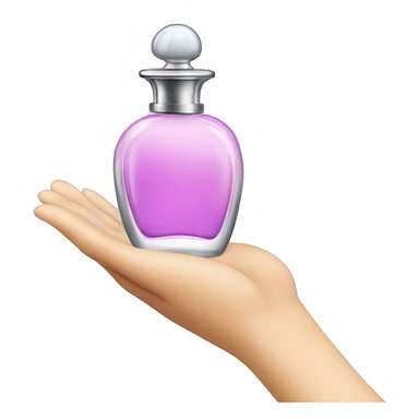 Hand holding perfume bottle sticker