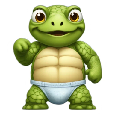 angry turtle in underpants hyperrealistic sticker