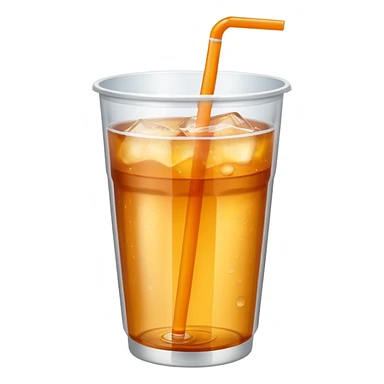 Soft drink in plastic cup (like Starbucks Cup), no logo, half circle shape closed top. sticker