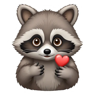 Raccoon with hand heart sticker
