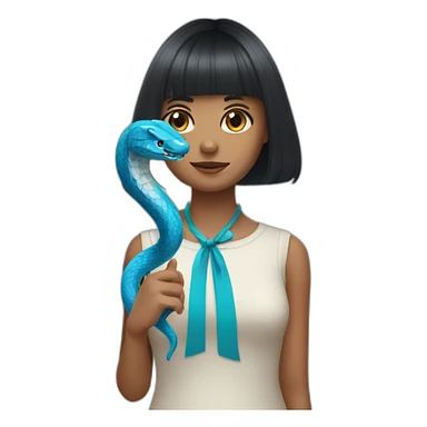Girl with bang cut and blue snake in hand sticker
