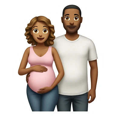 A pregnant woman with her husband  sticker