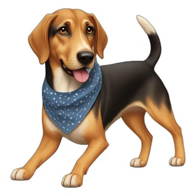 coonhound and German shepherd mix dog wearing bandana and walking sticker