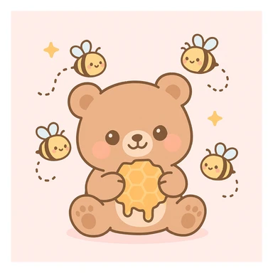 bear eating honeycomb with bees flying around sticker