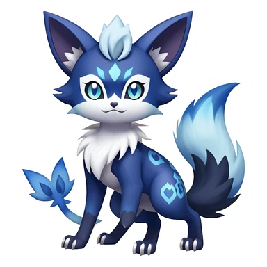 Shiny Exotic Badass Colorful Ethereal Royal Mysterious Gothic Meowstic-Zorua-Noibat-Pokémon-Fakémon-hybrid-creature (full body) with random pattern-markings sticker