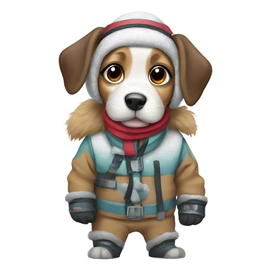 Puppy in snow gear sticker