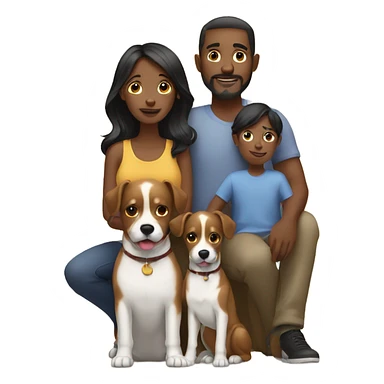 black family with 2 dogs sticker