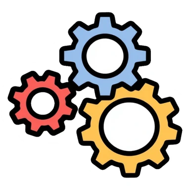 Interlocking gears turning smoothly, representing a well-functioning system or process sticker