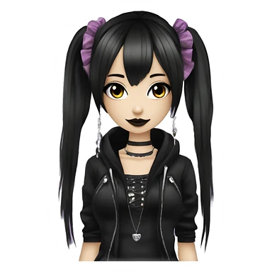 hime gyaru girl, goth, punk clothes, dark makeup, dark black hair sticker