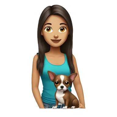 Brunette girl with chihuahua sticker