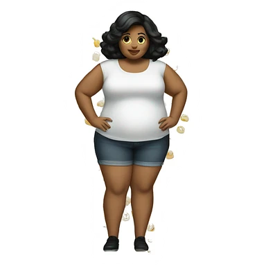 Fat girl top heavy skinny legs black hair sticker