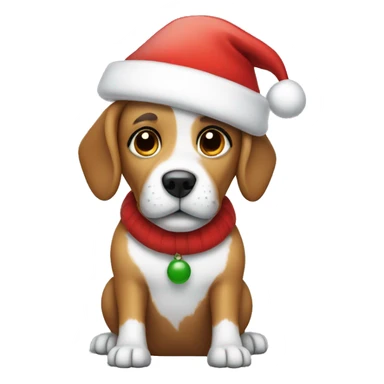 Dog wearing a santa hat sticker