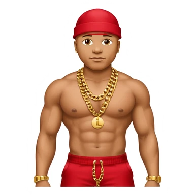 LL Cool J with shirtless with necklace, metallic red pants sticker