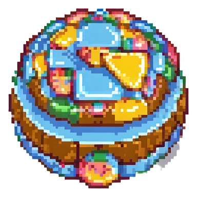 pixel art dalgona candy with triangle shape, inspired by Squid Game sticker