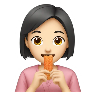 Girl eat japanese food stick sticker