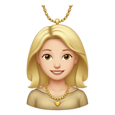 Female with Gold Necklace, fair skin, different expressions. sticker