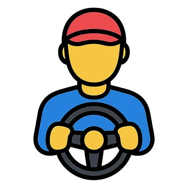 driver holding a steering wheel sticker