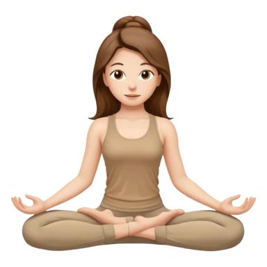girl long brown hair yoga wearing beige sticker