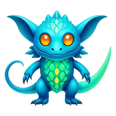 Exotic futuristic lush warm-colored neon Fakémon-Fionbri-creature (full body) sticker