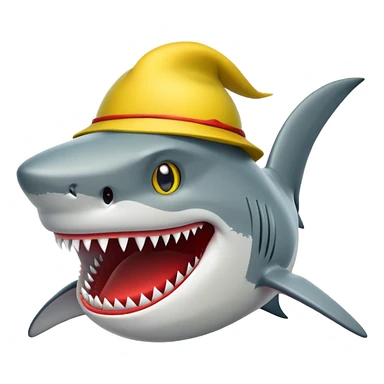 Shark with a red and green and yellow hat sticker