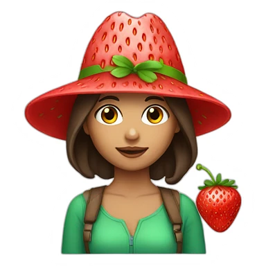 Brunette girl with strawberry hat sticker