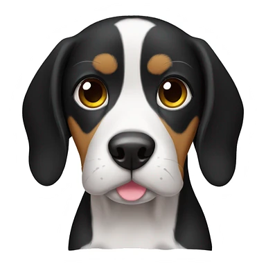 black beagle kawaii round  sticker