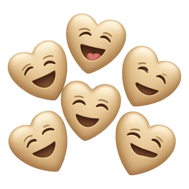 5 small beige hearts with smiley faces sticker