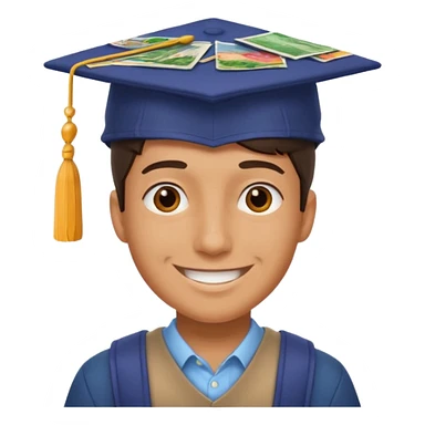 man student with collage hat sticker