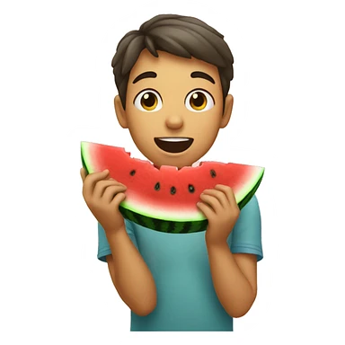 Boy eating watermelon sticker