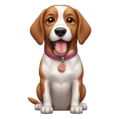 Dog with meat sticker