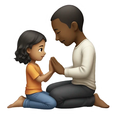 a small girl praying to her father in respect sticker